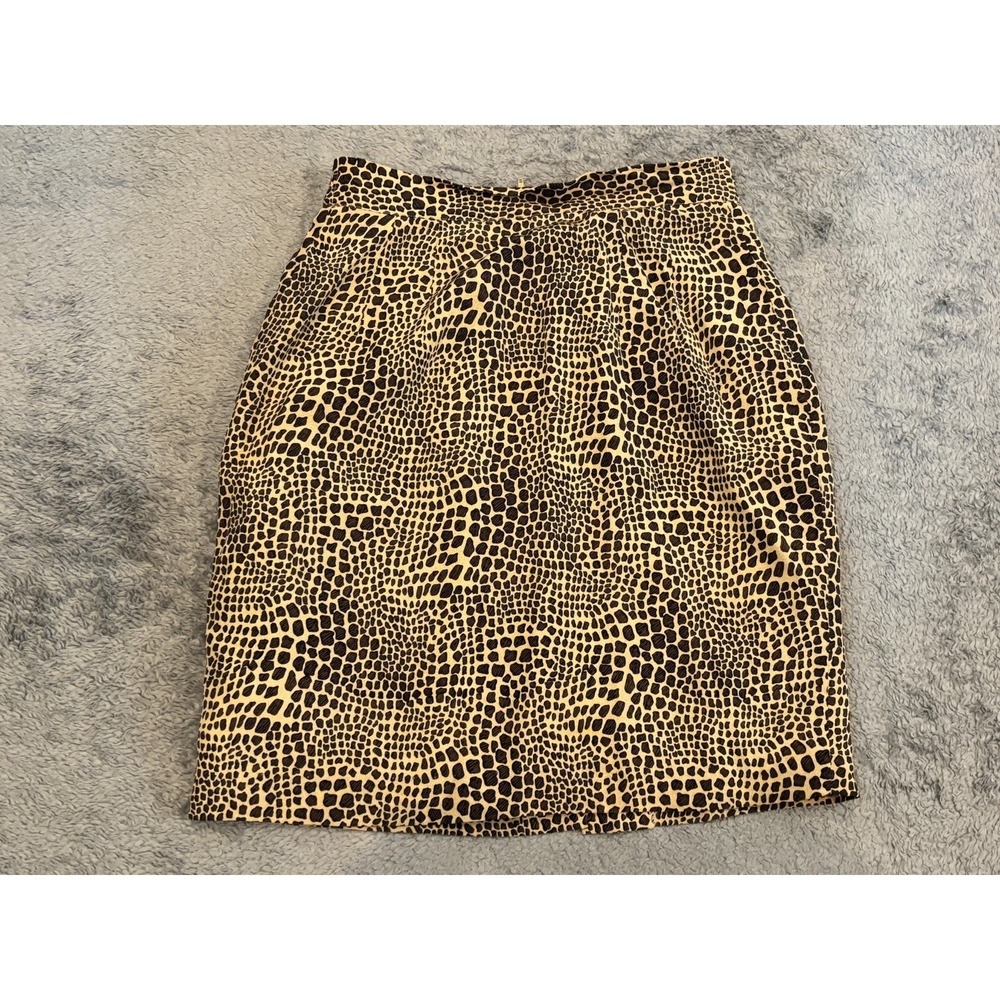 Vintage Allison Taylor 100% Silk Skirt Womens Small Giraffe Animal Print Short